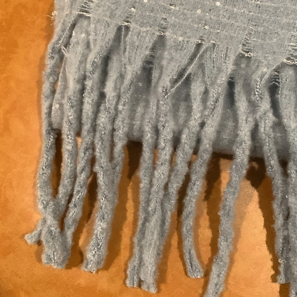 Mia & Tess Light Blue Fringed Scarf - One Size